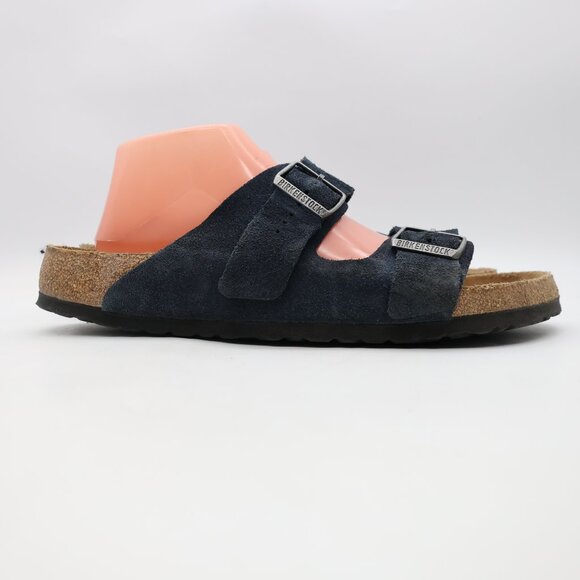 Birkenstock Arizona Men’s Size US 11 EU 44 Soft Footbed Navy Blue Suede Sandals - Picture 1 of 10